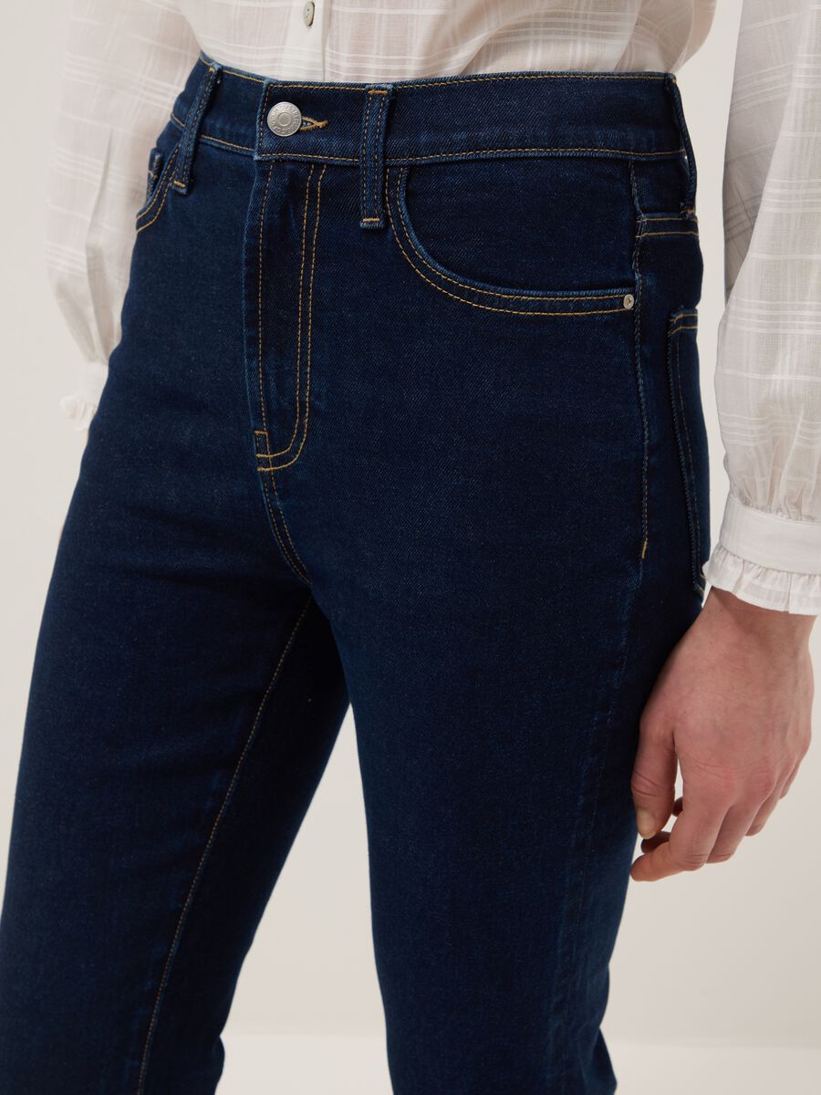 Stretch Cotton Denim Blue Bootcut Jeans_3