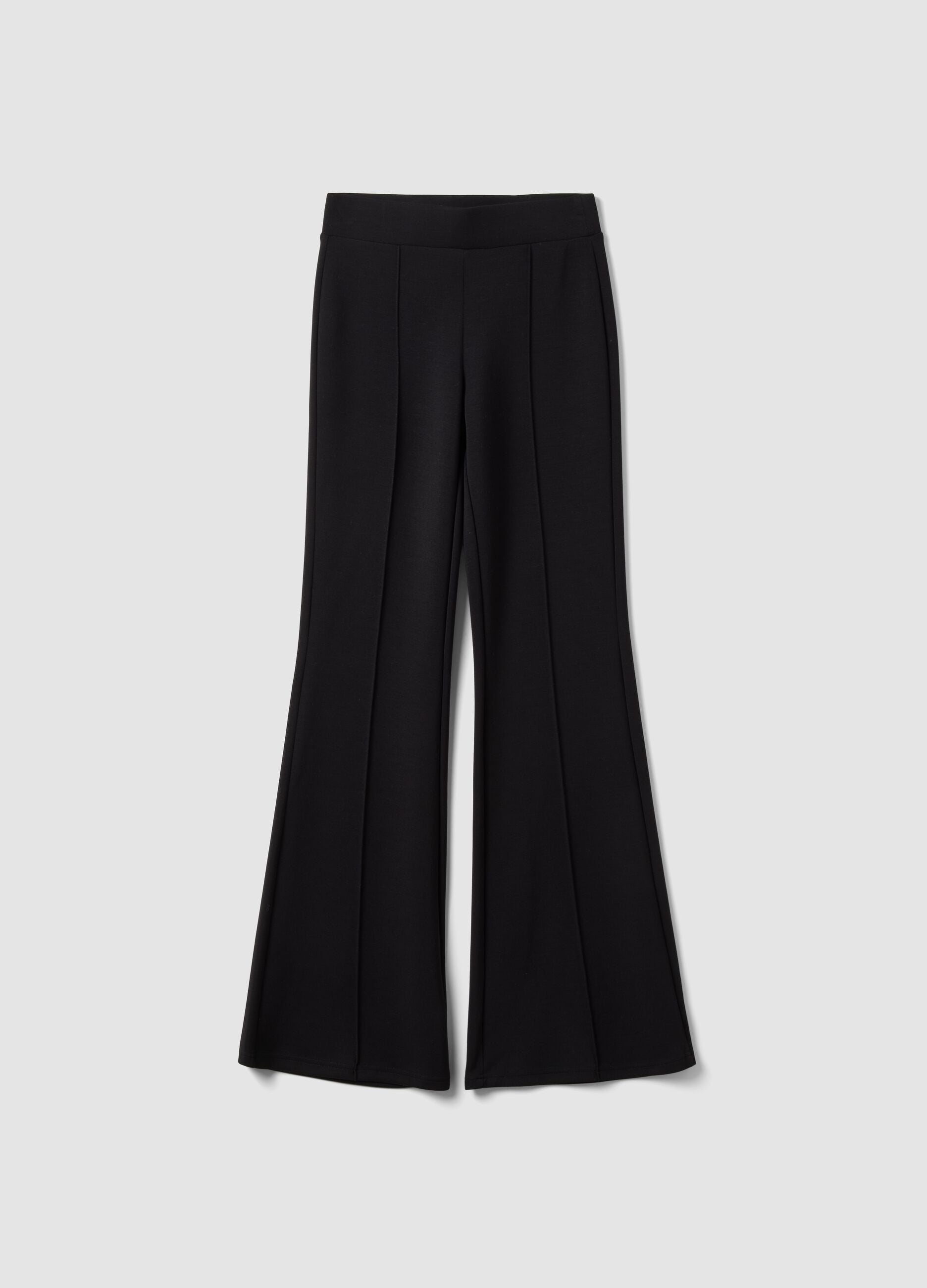 Pantaloni neri flare in modal elasticizzato