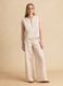 Beige linen-viscose blend top with oversized fit_1