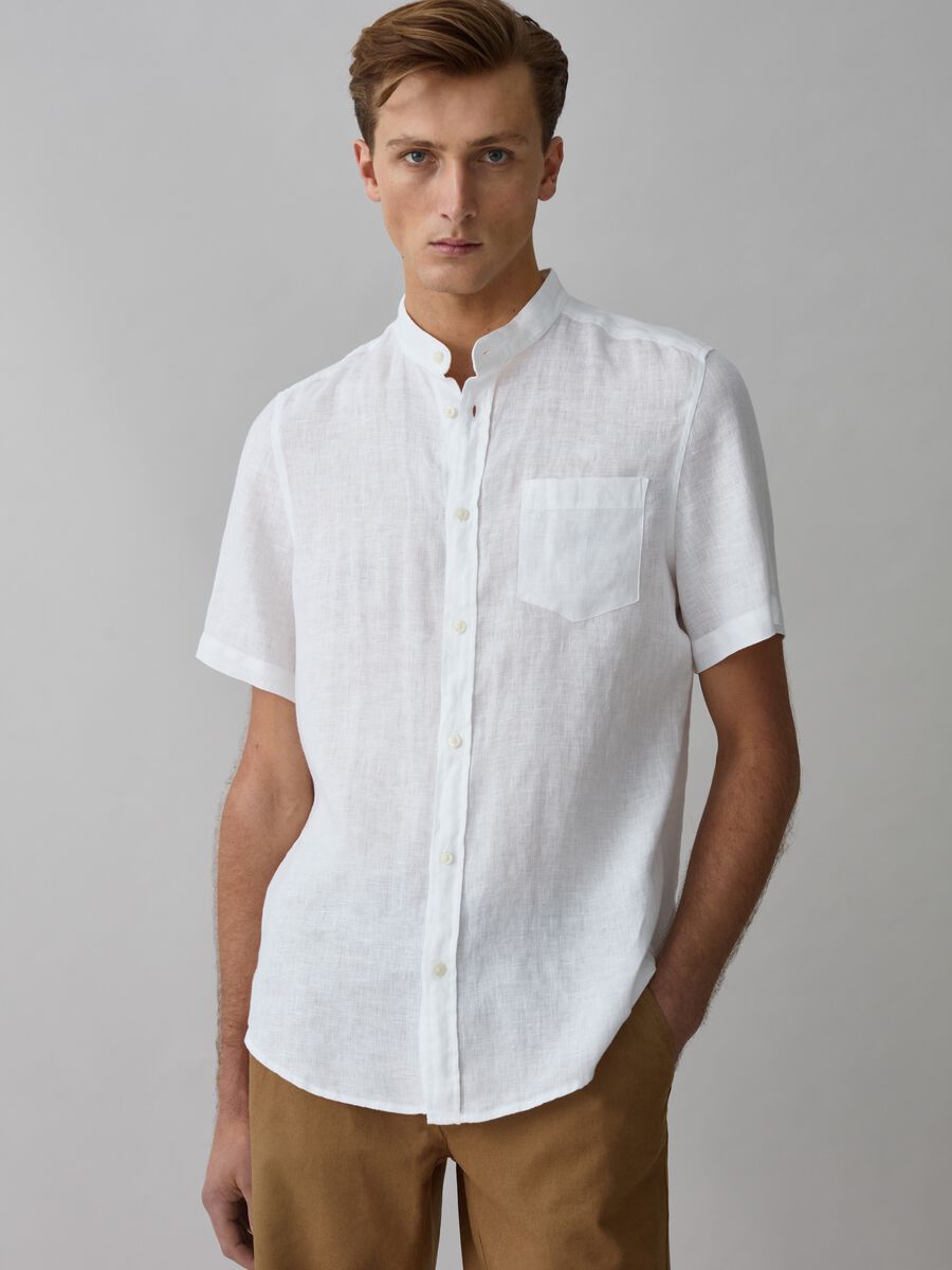 Short-sleeved shirt with Mandarin collar_1