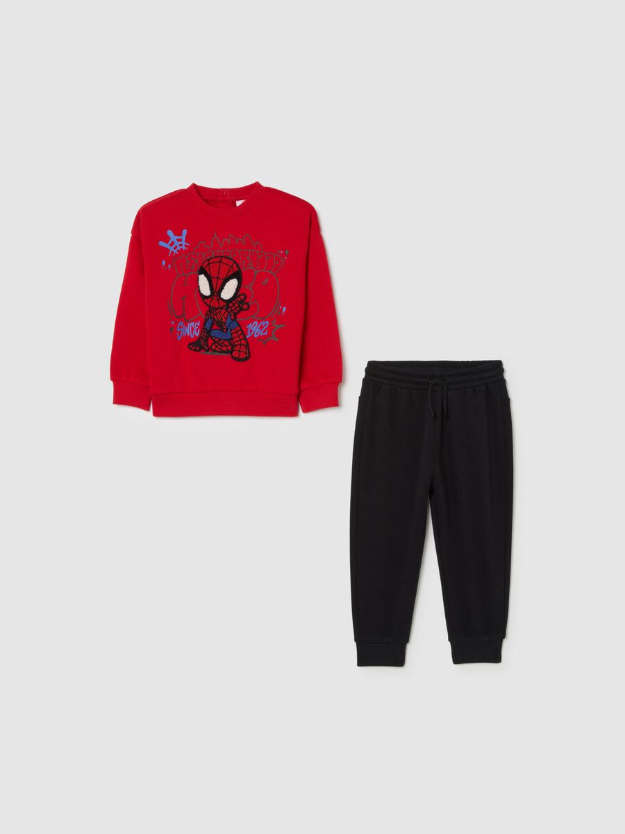 Children's jogging set in red and black Spider-Man cotton blend_0