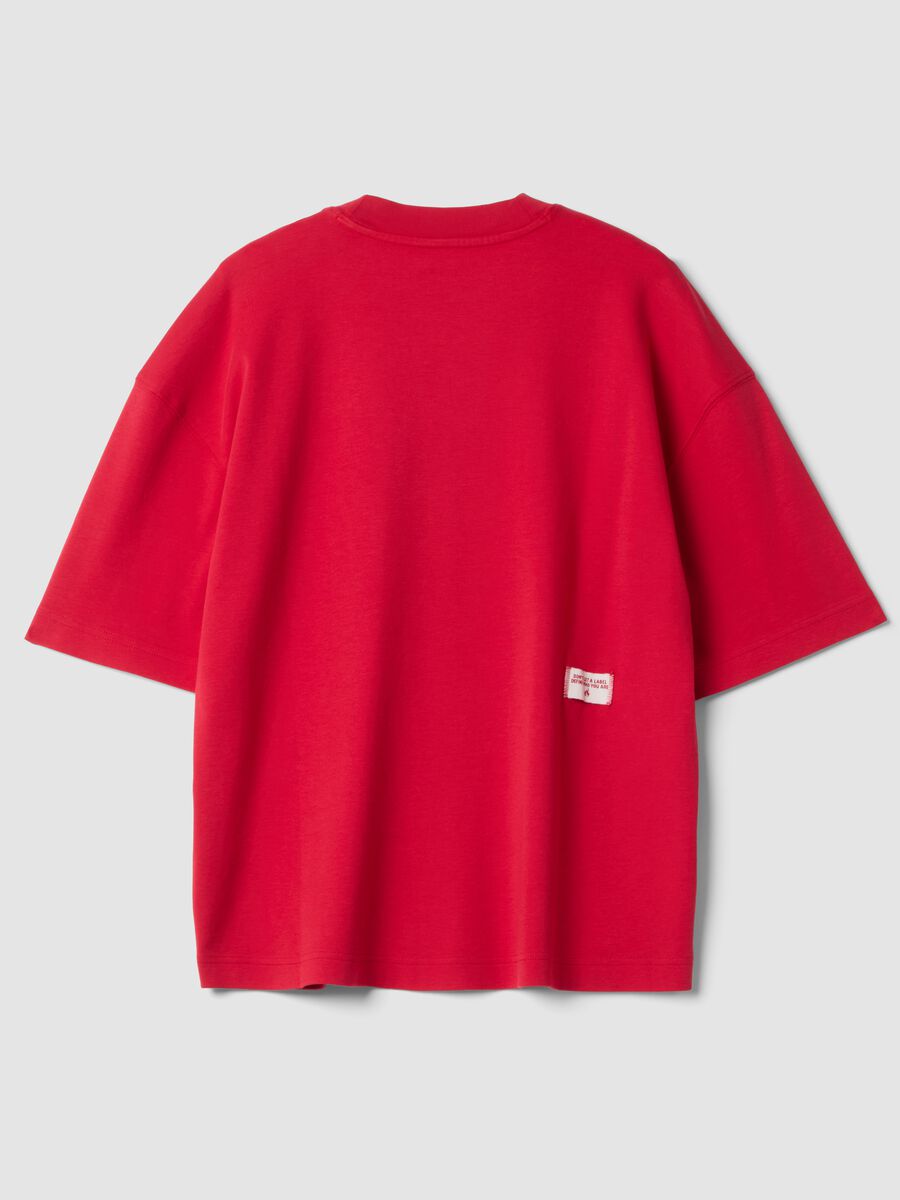T-shirt rossa girocollo in puro cotone boxy fit_2