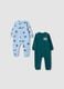2-pack blue and green organic cotton sleepsuits_0