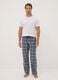 White and blue checked organic cotton flannel pyjama trousers_0
