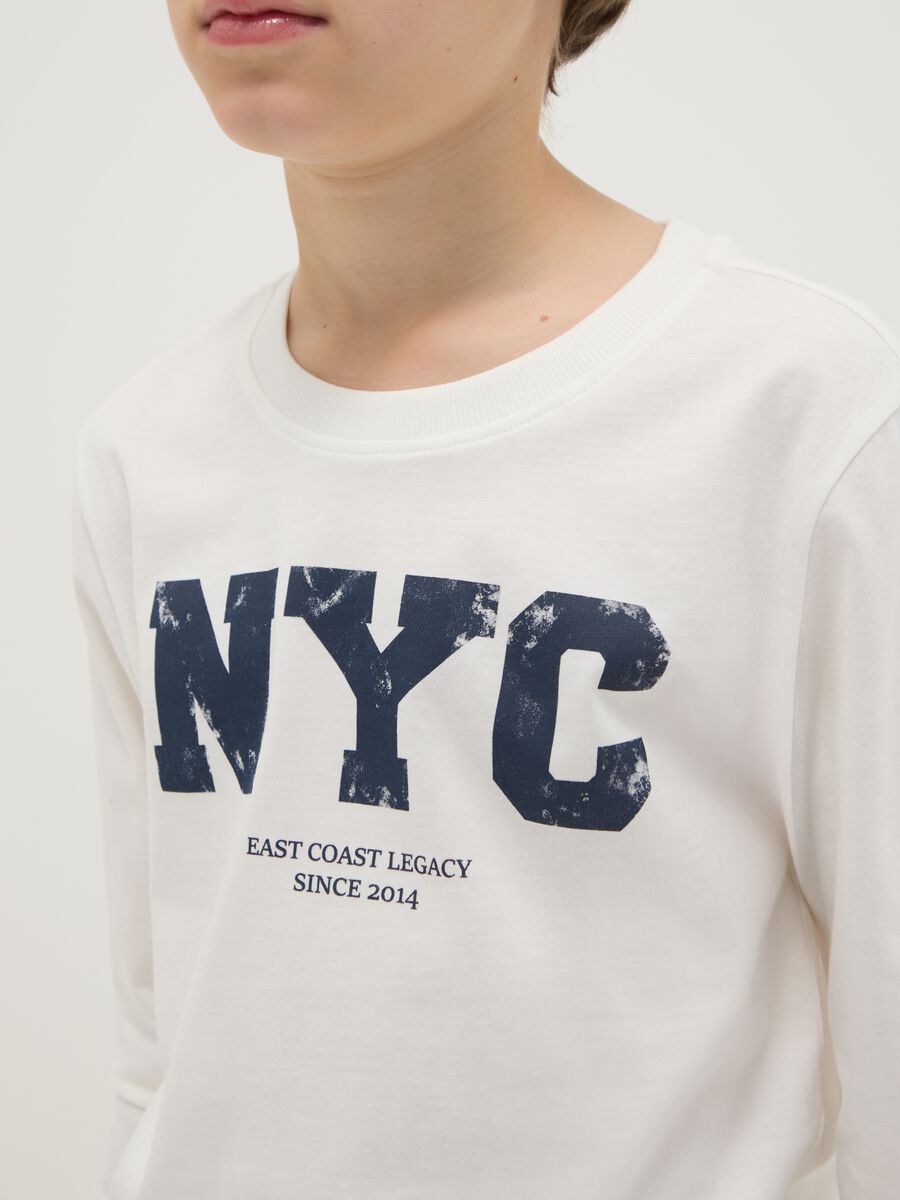 Boys' white pure cotton regular fit t-shirt with print_2