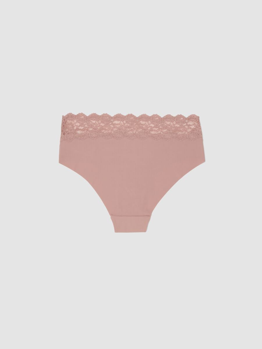 Pink stretch microfibre briefs with lace_1