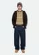 T-shirt marrone a righe in puro cotone boxy fit_3