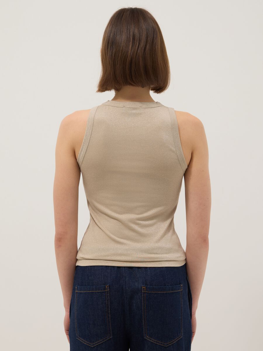 Beiger Glitzer-Top mit d&uuml;nnen Tr&auml;gern, regul&auml;re Passform_2