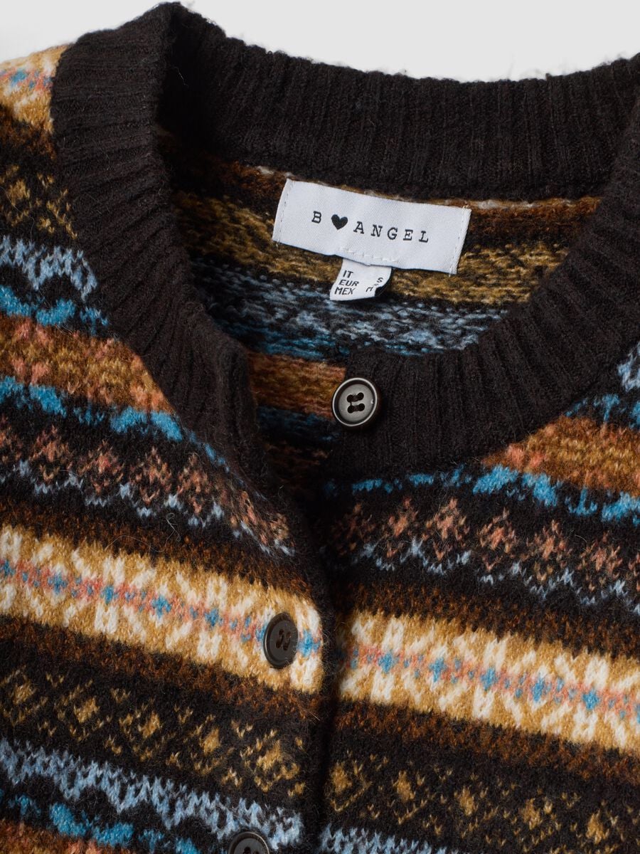 Multicolour regular-fit stretch wool cardigan_1
