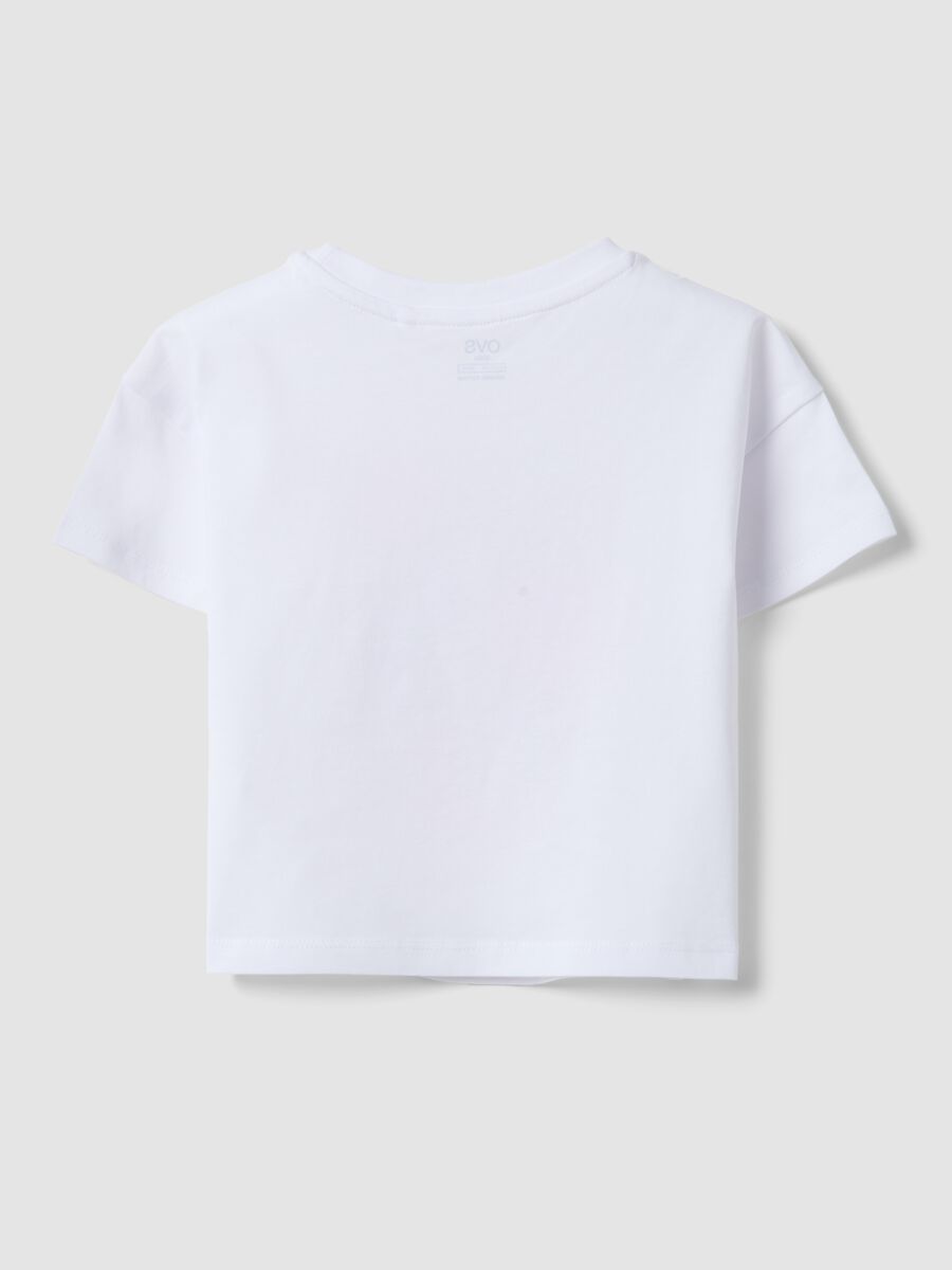 Girls' white pure cotton T-shirt regular fit with print_1
