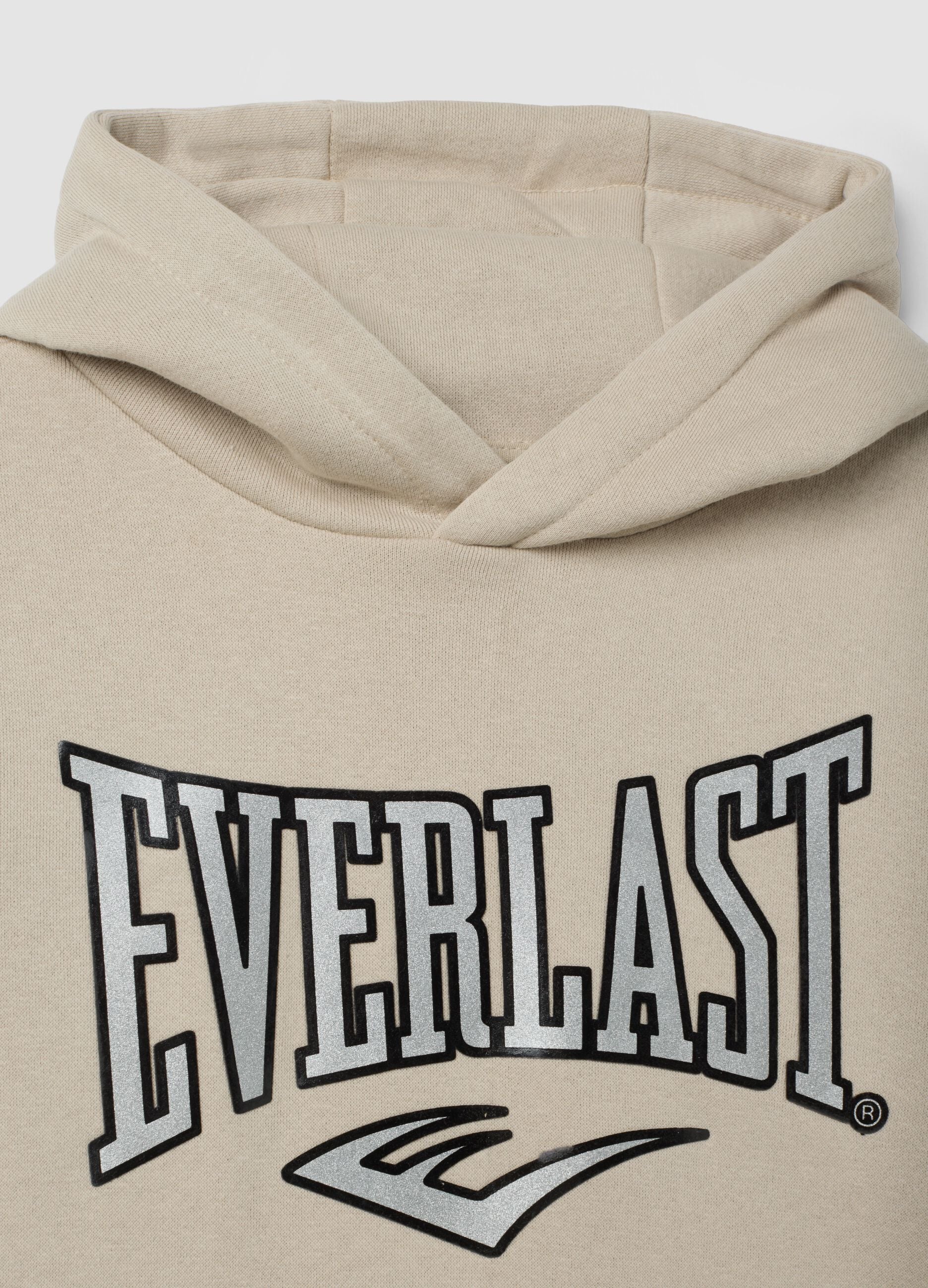 Beige cotton-blend hoodie