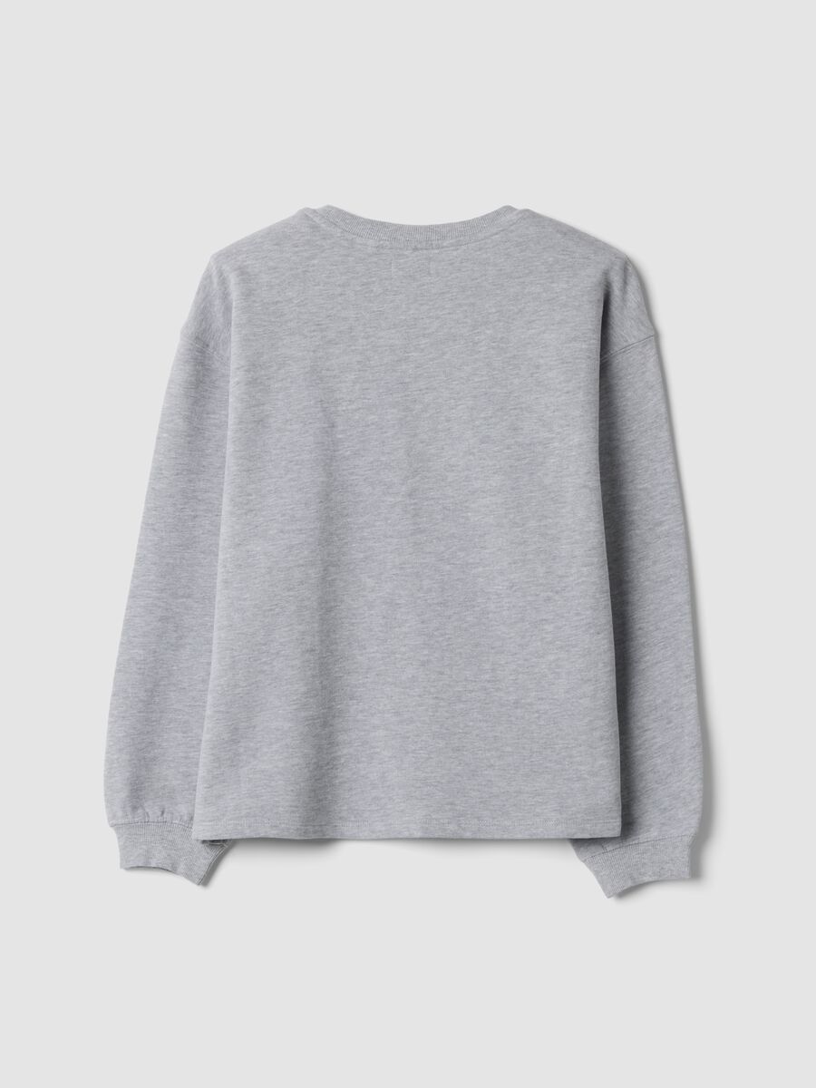 Sweatshirt in meliertem Grau mit Rippkragen aus Bio-Baumwoll- und Viskosemix_1