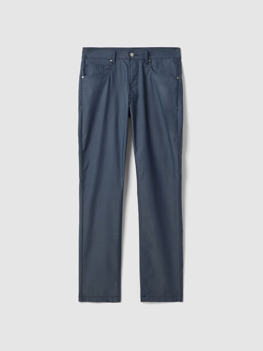 Slim fit blue stretch cotton blend chino trousers_0
