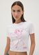 White stretch cotton T-shirt with Sakura print, regular fit_0