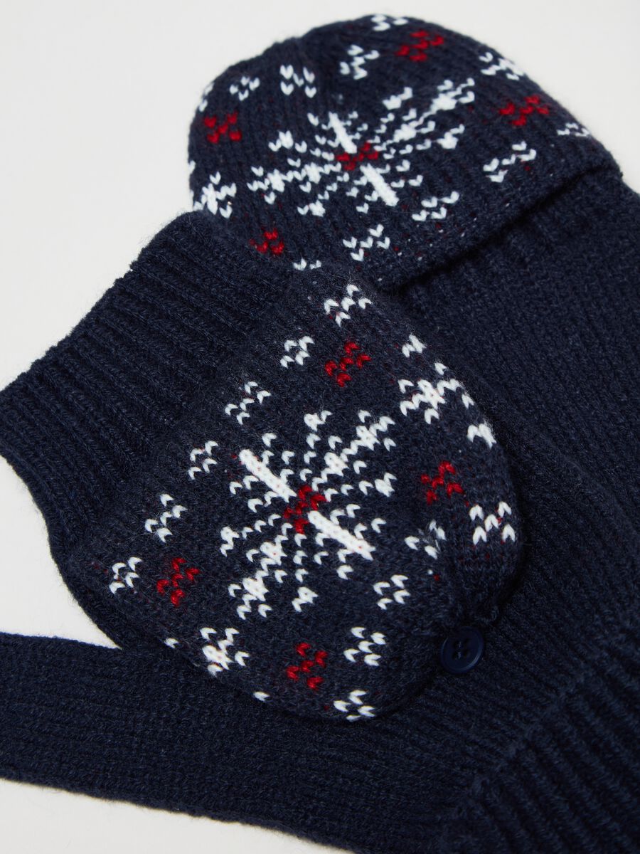 Half-finger gloves with snowflakes design_1