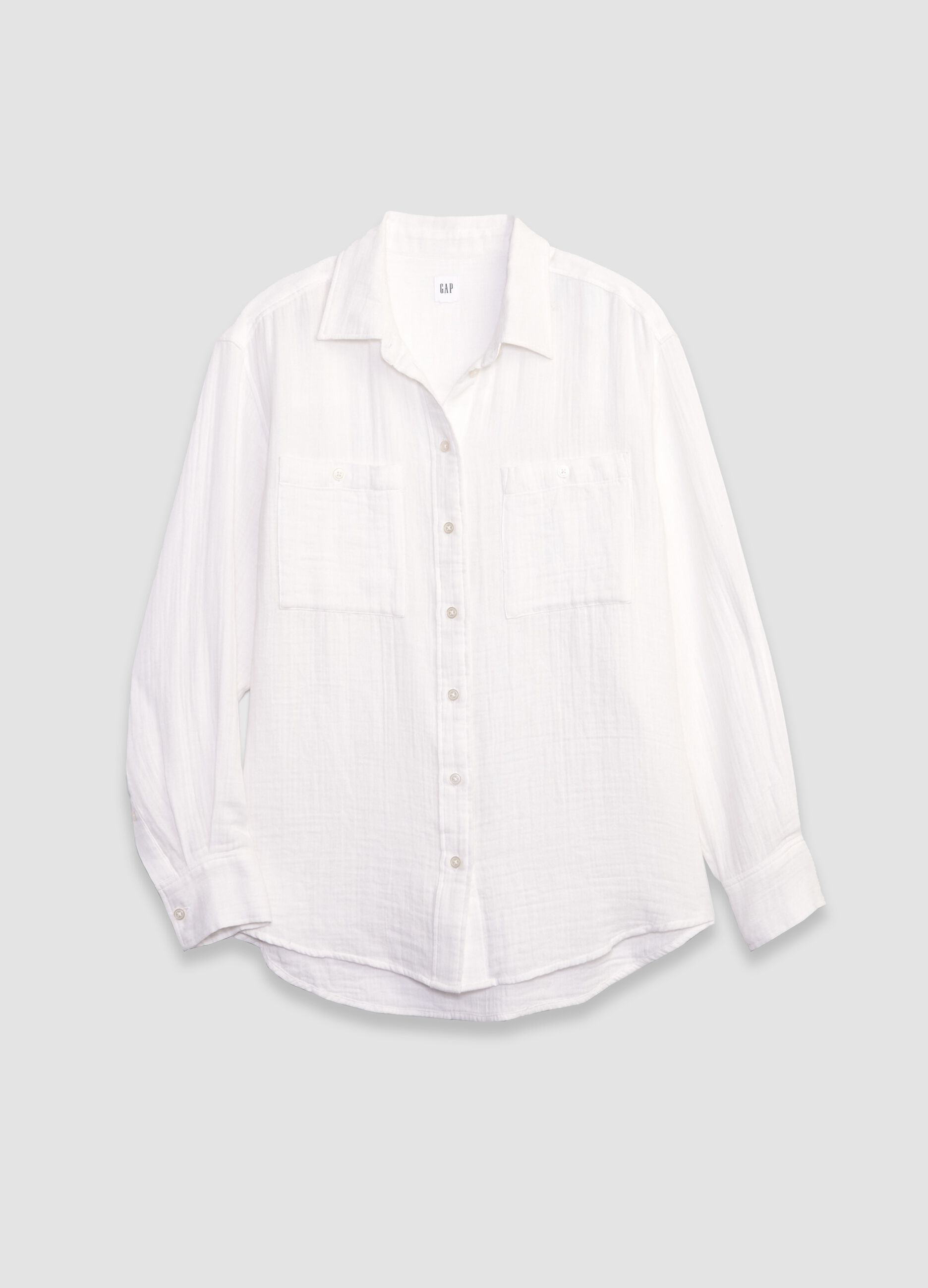 Oversize shirt in crinkle-effect gauze