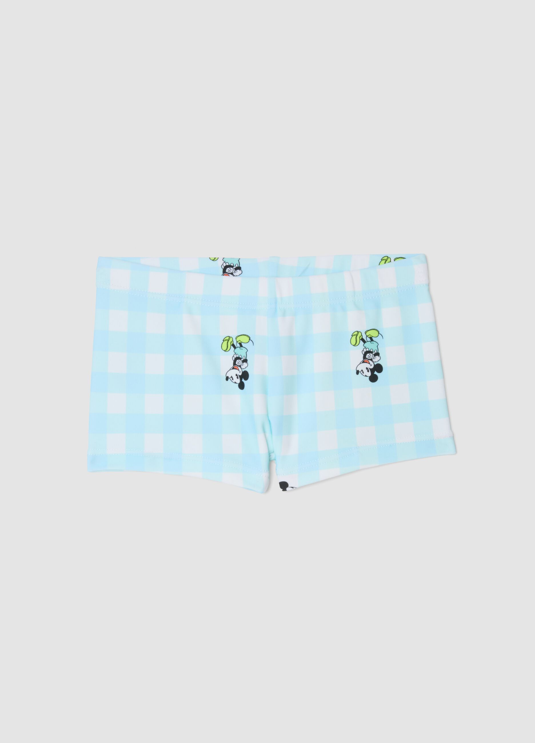 Baby Mickey blue and white gingham swim briefs