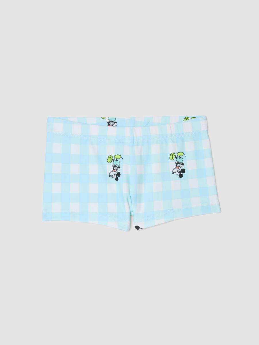 Baby Mickey blue and white gingham swim briefs_0