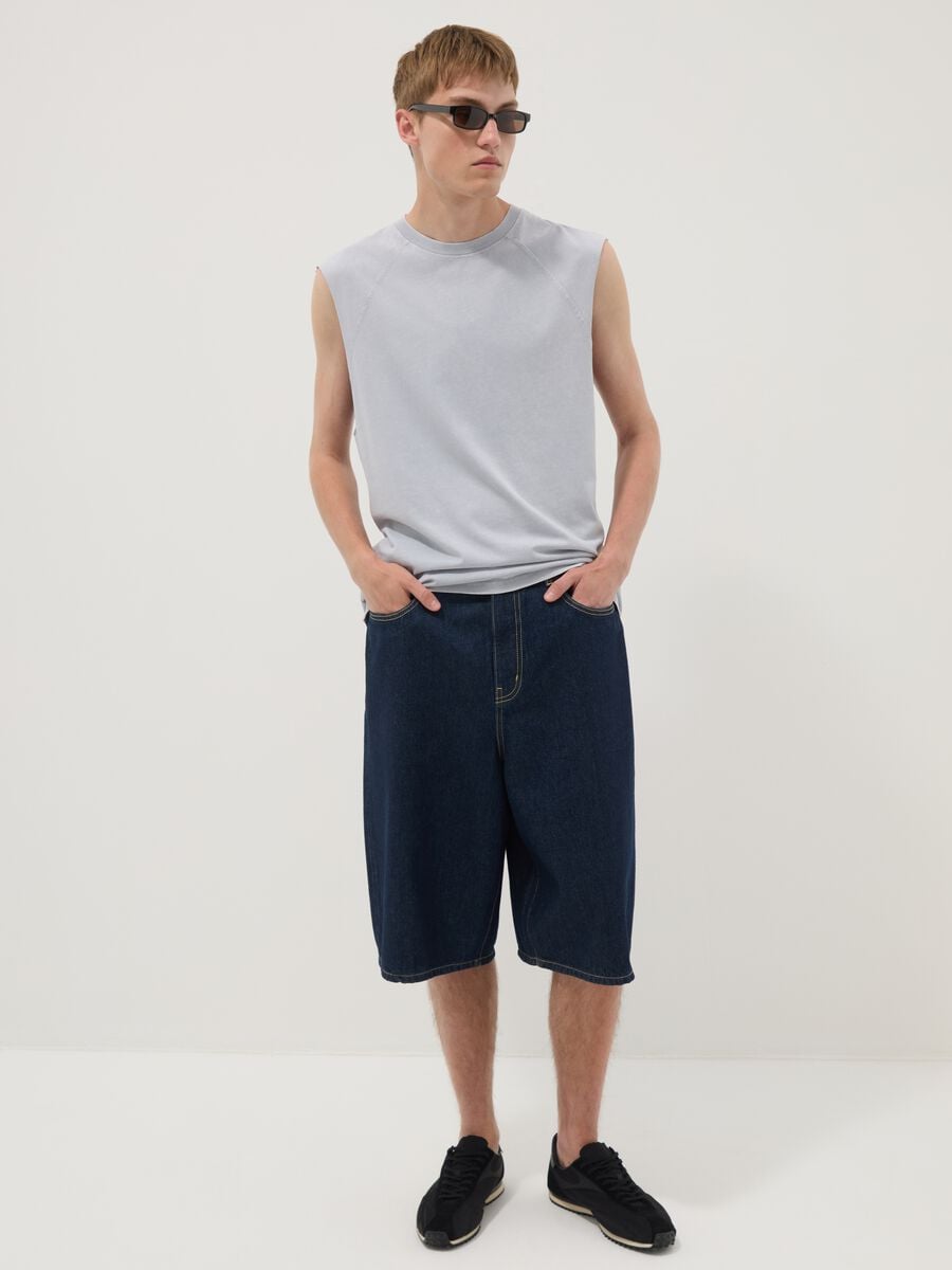 Light blue pure cotton regular-fit tank top_1
