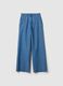 Wide-leg blue cotton trousers_4