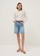Pure cotton denim blue wide leg shorts_0