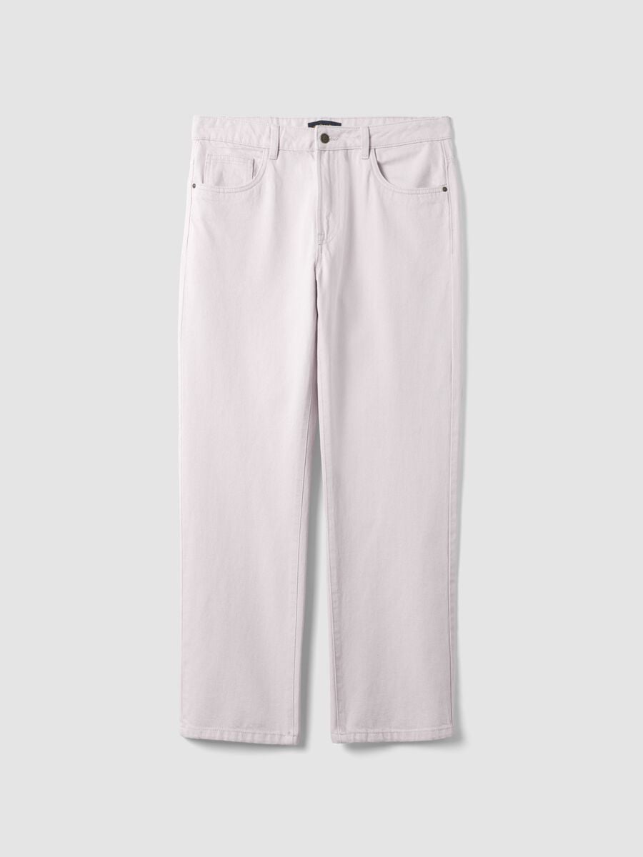 Beige straight-fit jeans in pure cotton_5