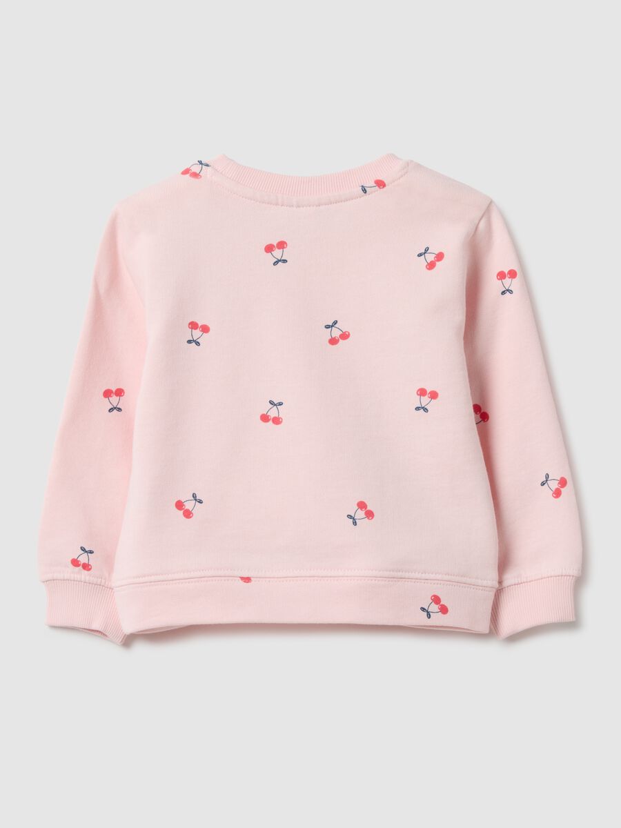 Pink crew-neck sweatshirt for girls in pure cotton regular fit with designs_1