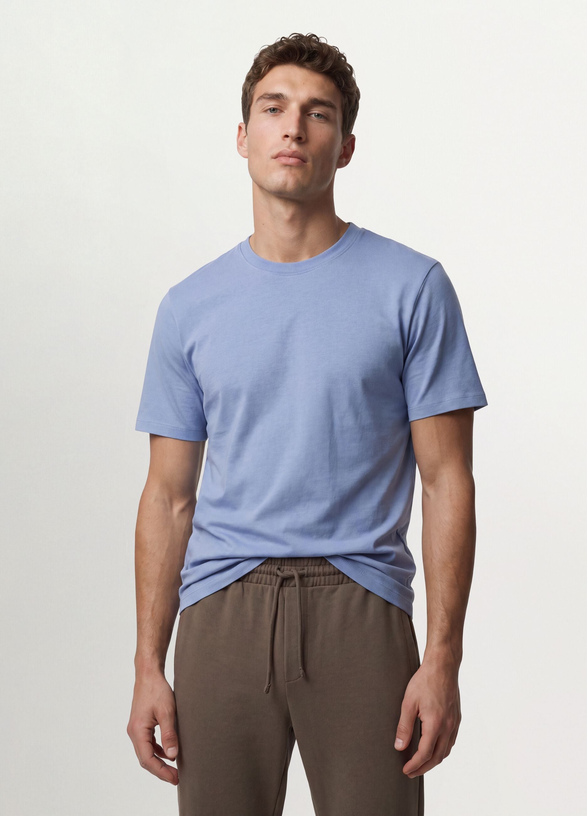 Blaues T-Shirt aus reiner Bio-Baumwoll-Jerseyware in Regular Fit