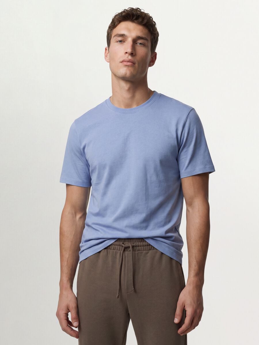 Blue regular-fit T-shirt in pure organic cotton jersey_0