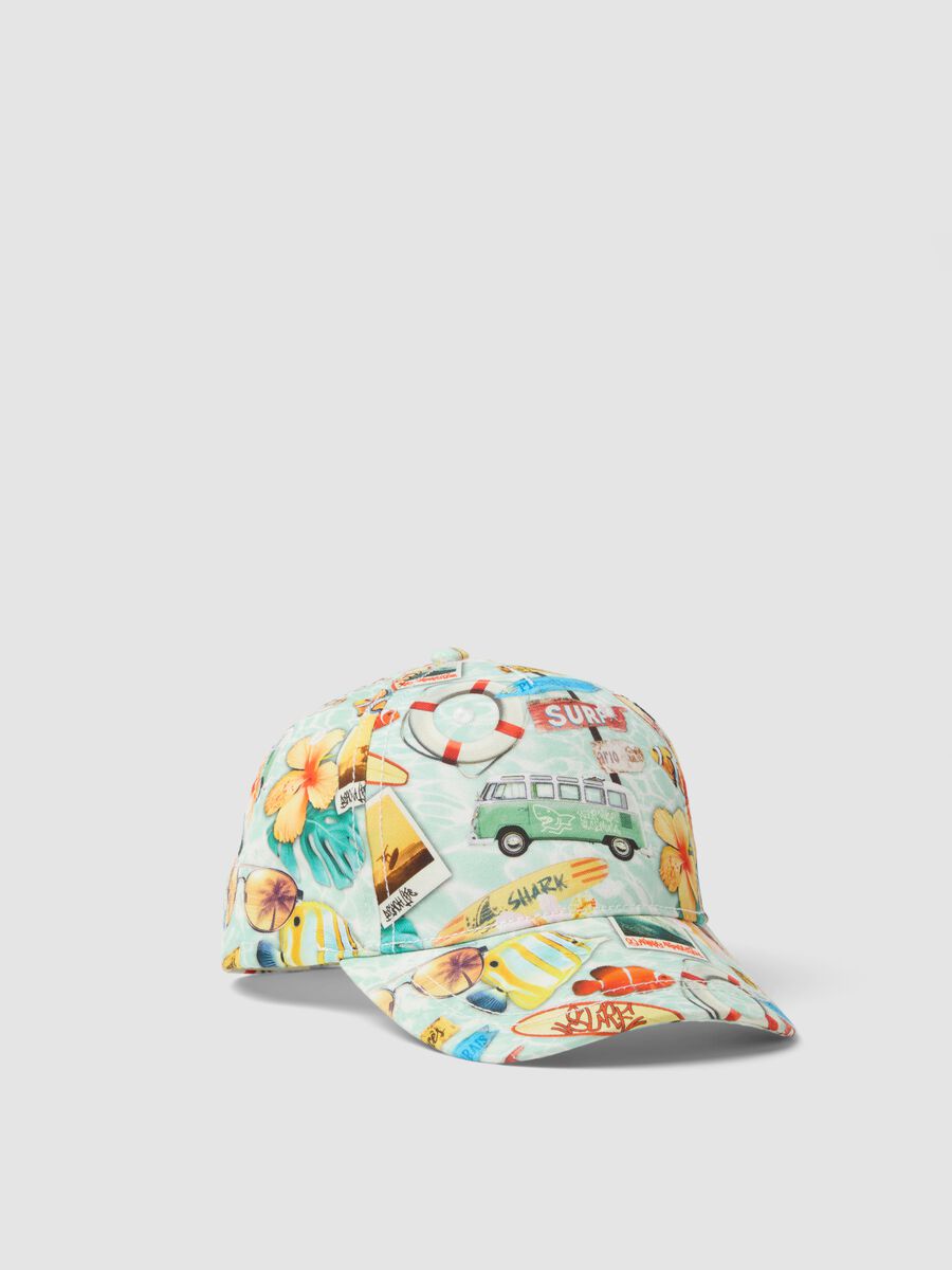 Multicoloured cotton children's baseball cap with designs_0