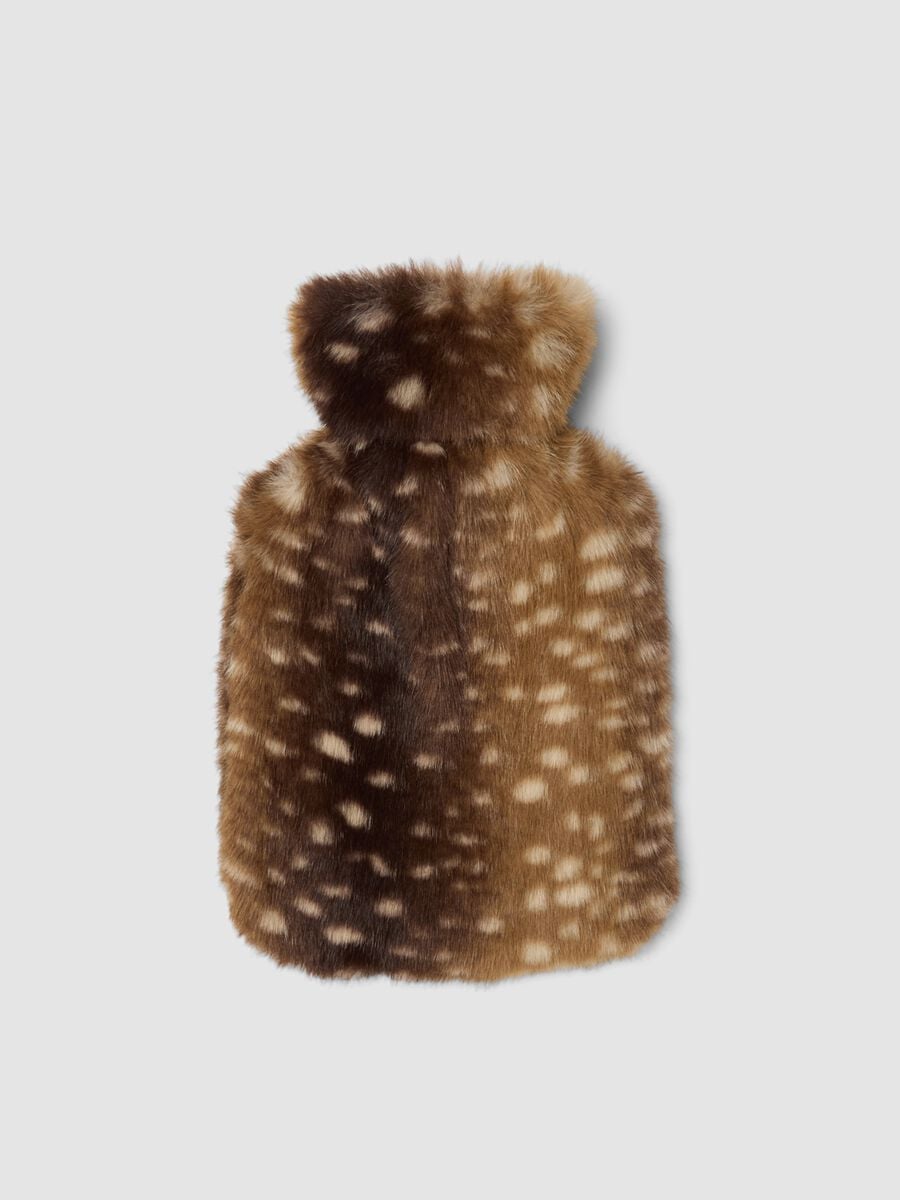 Brown hot water bottle with animal-print effect_1