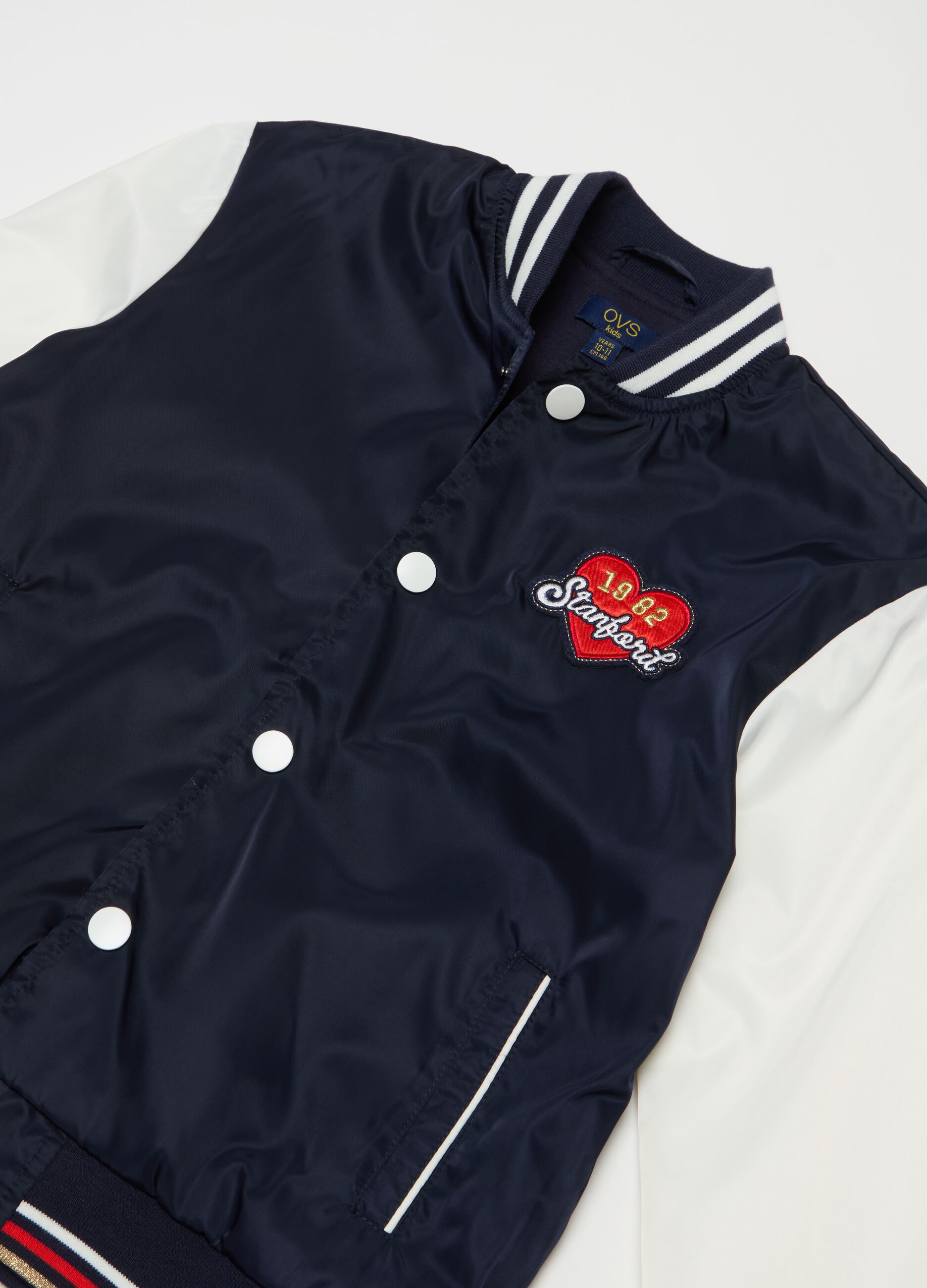 Varsity bomber jacket with lettering embroidery