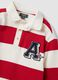 Red pure cotton striped polo shirt with classic collar for boys_2
