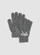 Grey wool-blend gloves with knitted bow detail_0
