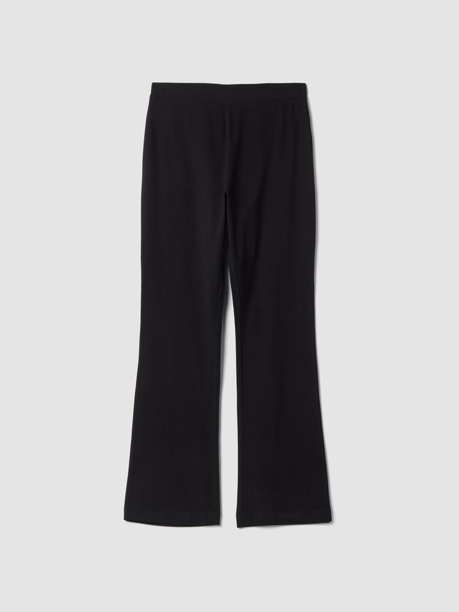 Leggings flare neri in cotone elasticizzato_0