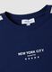 T-shirt azul em algod&atilde;o puro com decote redondo e estampado New York City_6