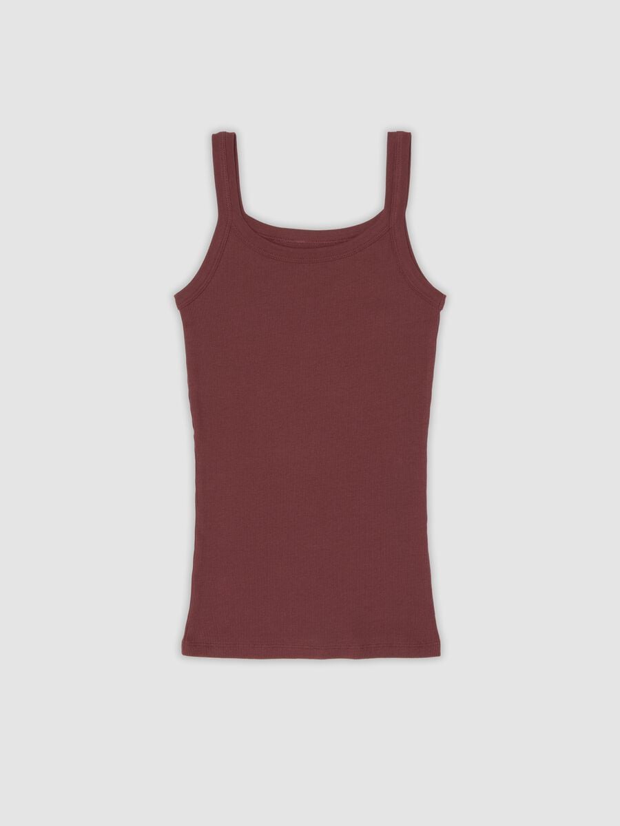 Red organic cotton crew-neck vest top_0
