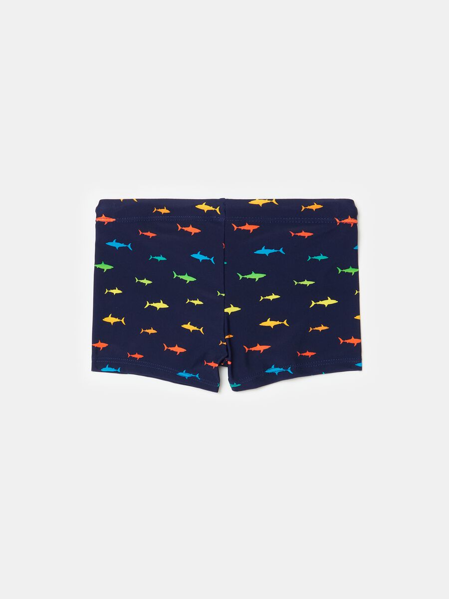 Swimming trunks with print and drawstring_1
