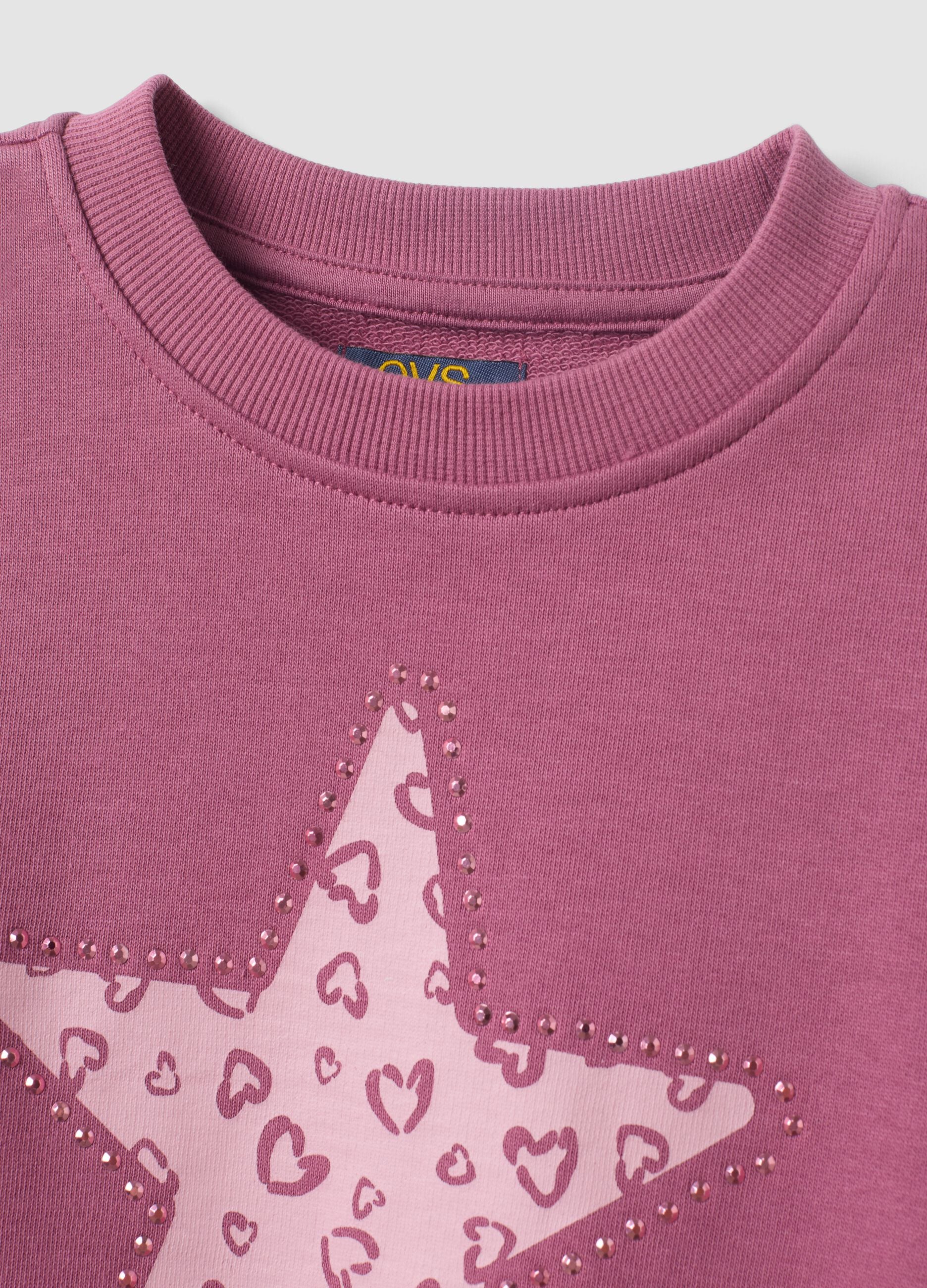 Sudadera morada de puro algod&oacute;n con estampado de estrella, corte regular para ni&ntilde;a