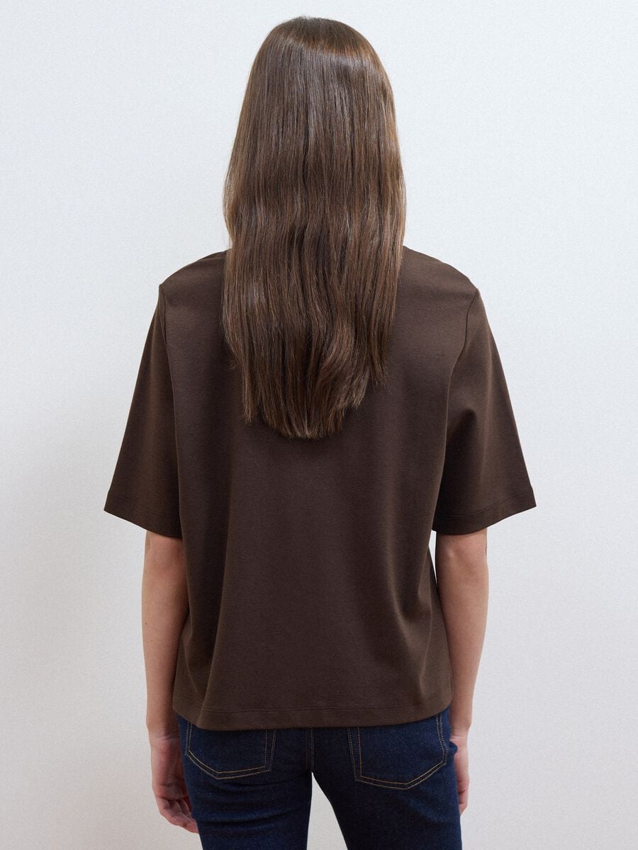 Brown boxy-fit T-shirt in a cotton&ndash;viscose blend_3