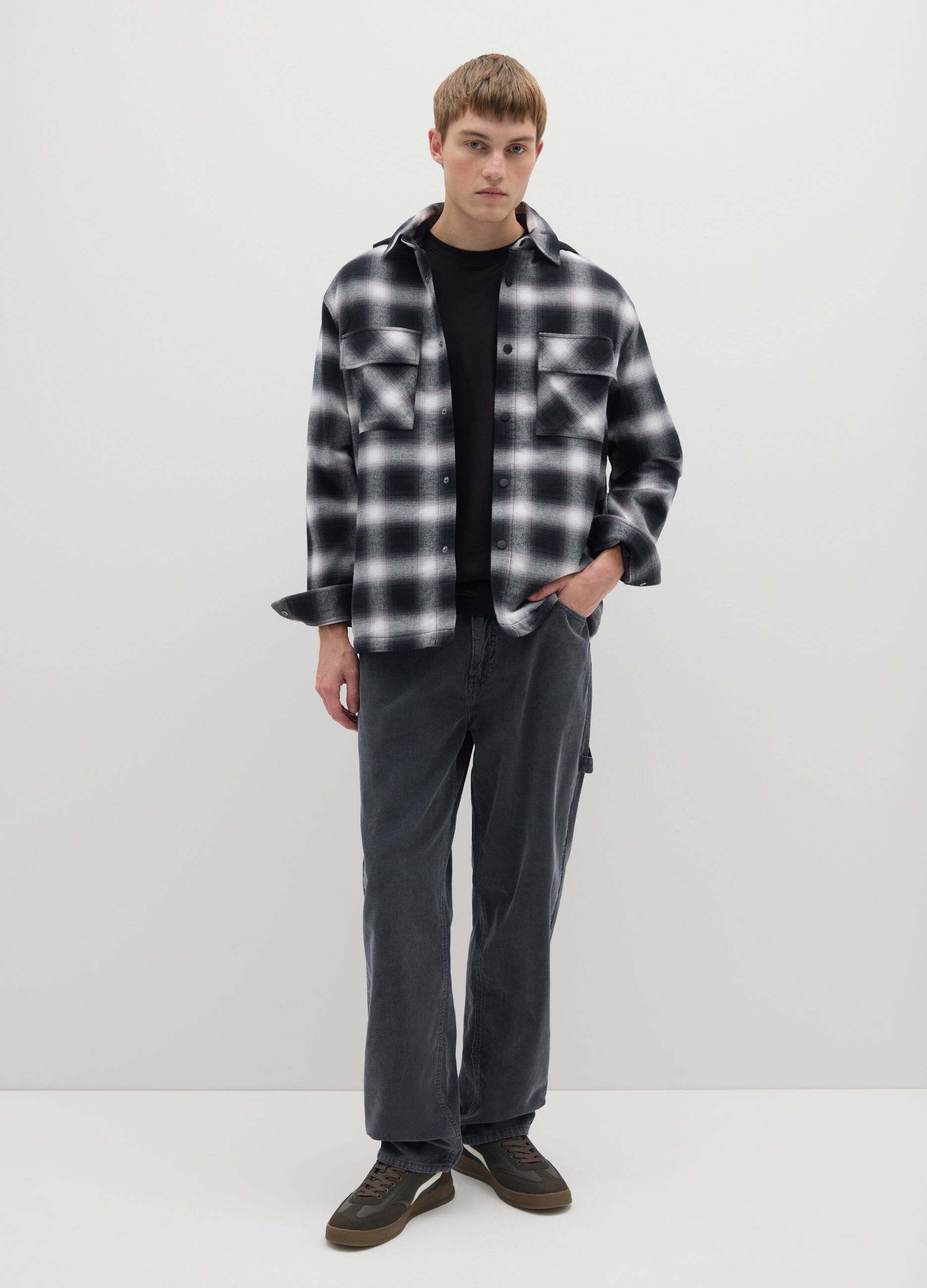 Grey pure cotton baggy trousers