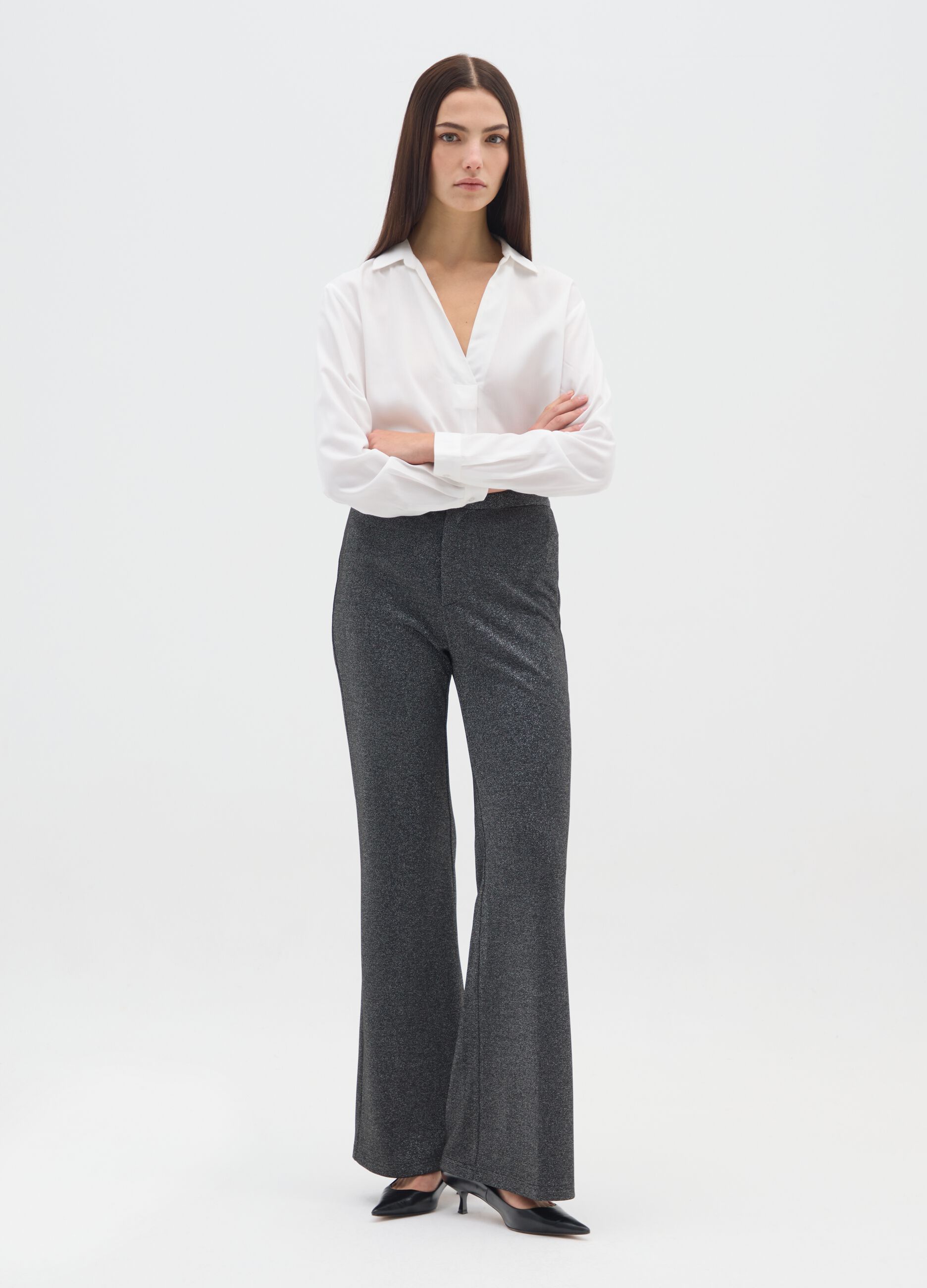 Grey Flare Trousers