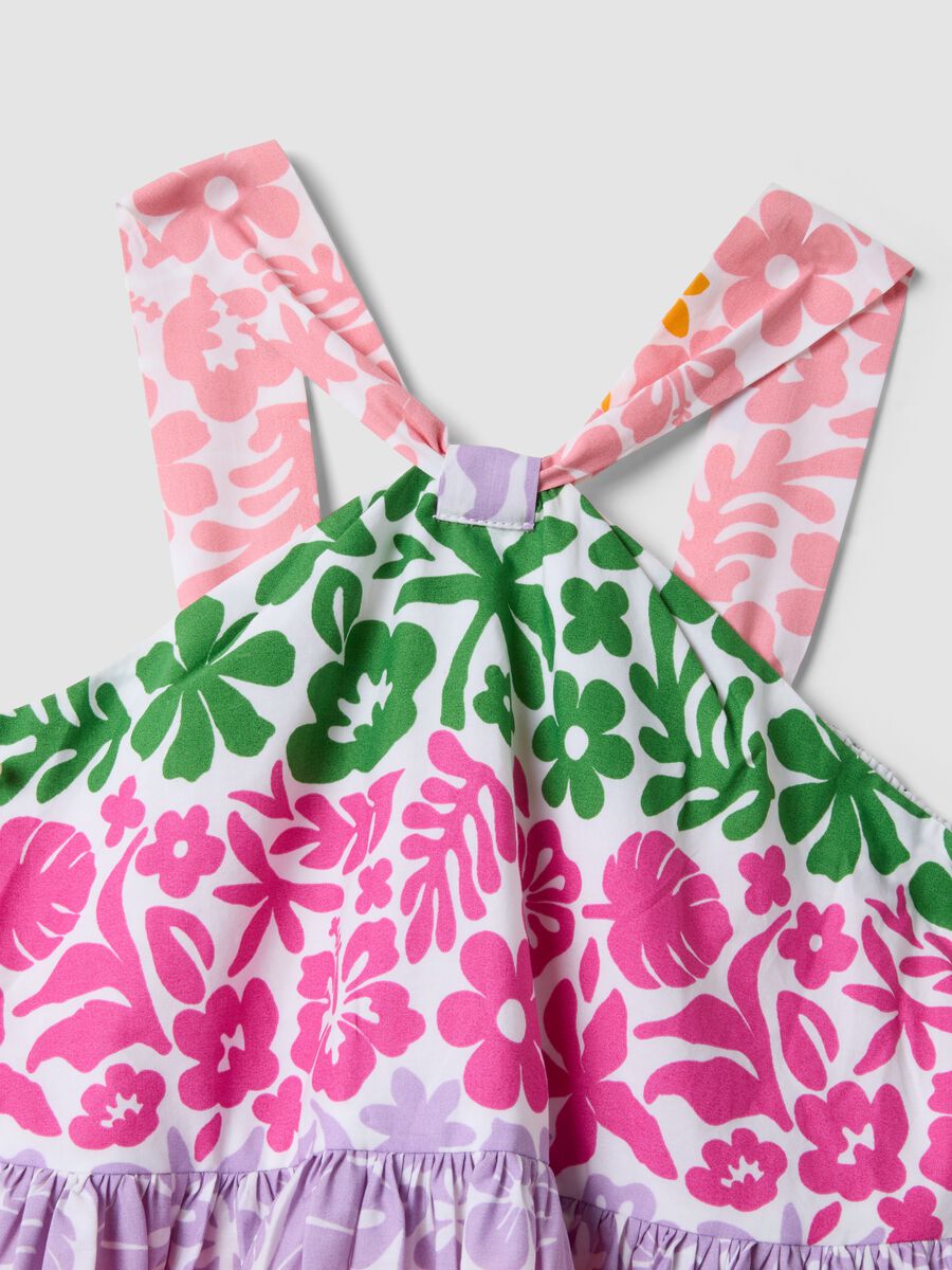 Multicolour pure cotton dress with crossed straps_2