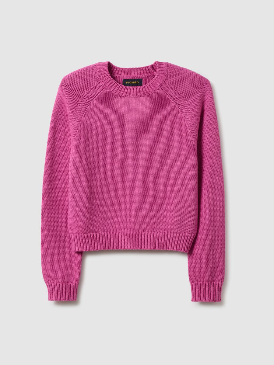 Pink crew neck jumper in pure cotton regular fit_4