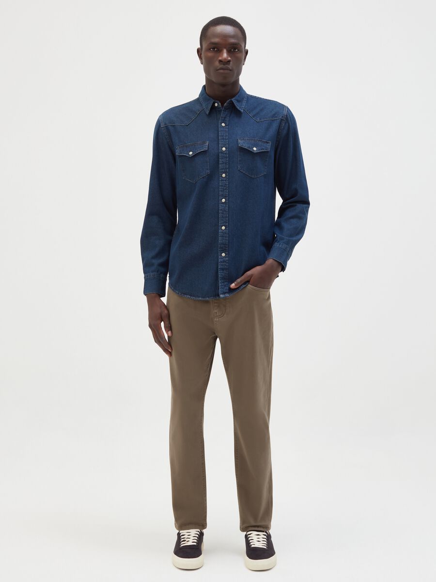 Five-pocket trousers in stretch twill_0