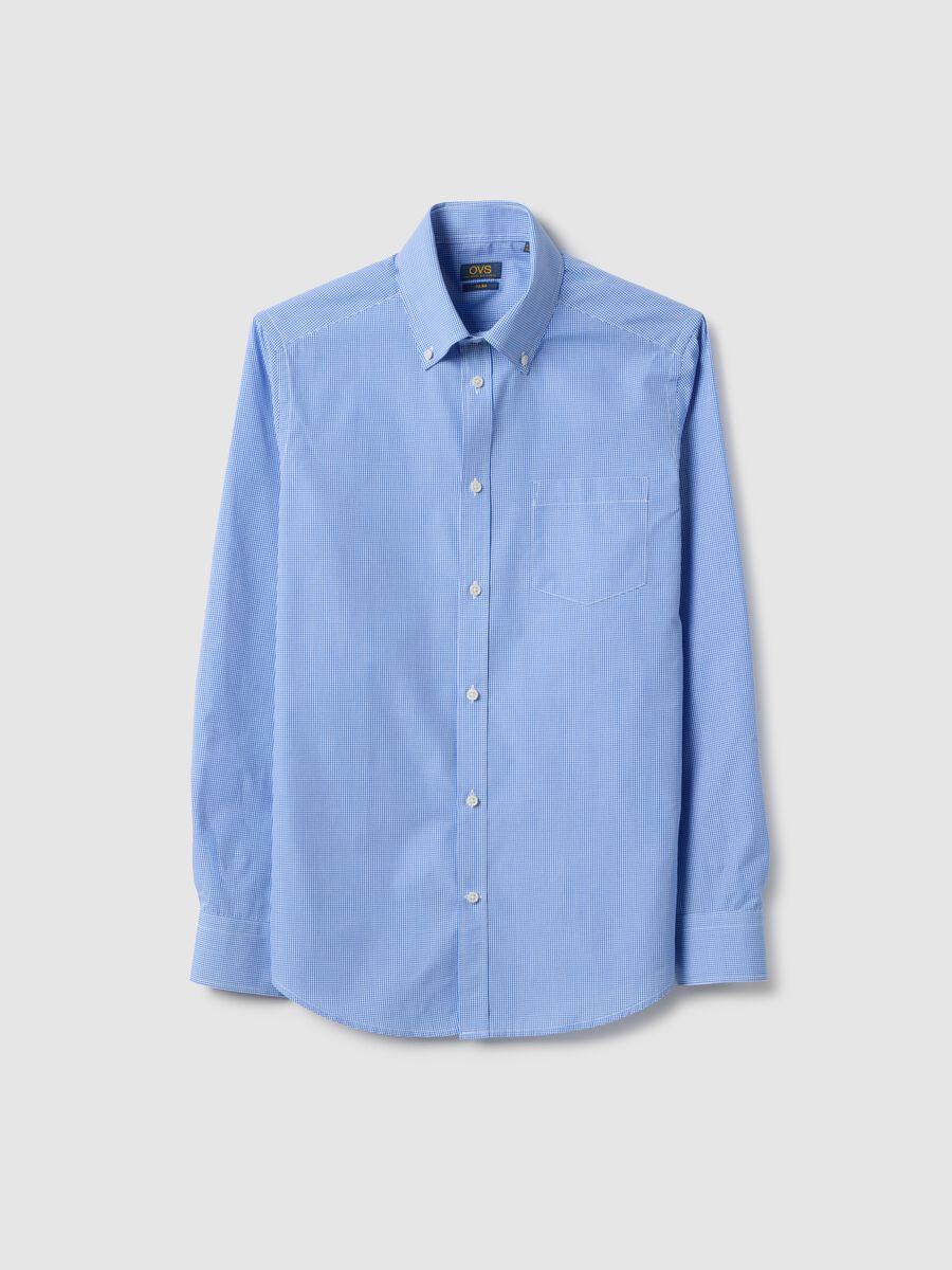 Multicolour checked long-sleeve slim fit cotton blend shirt_4