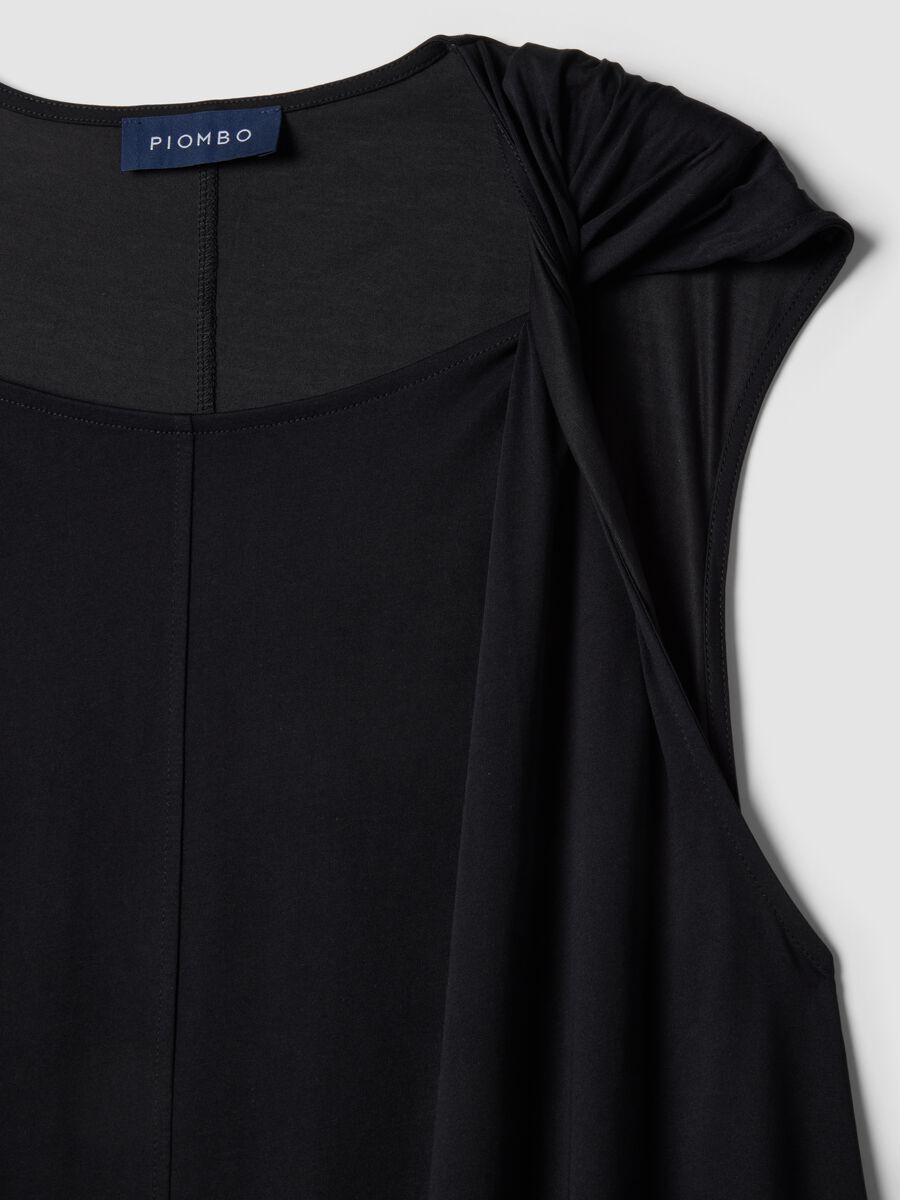 Duga crna haljina od mje&scaron;avine pamuka, regular kroj_5