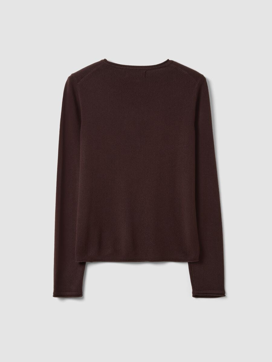Dark brown fitted crew-neck long-sleeve top_6