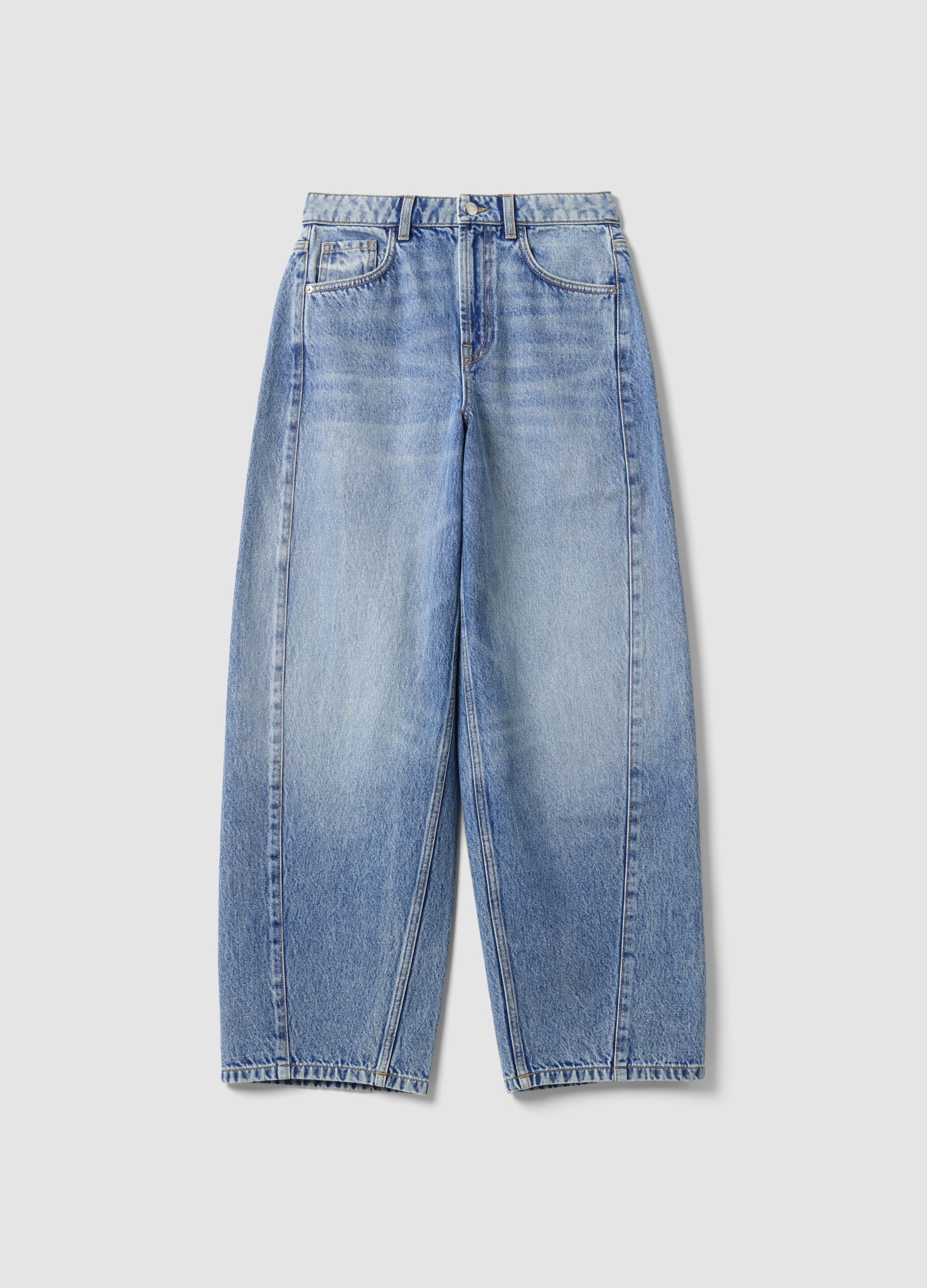 Light Blue Balloon-Fit Jeans in Pure Cotton
