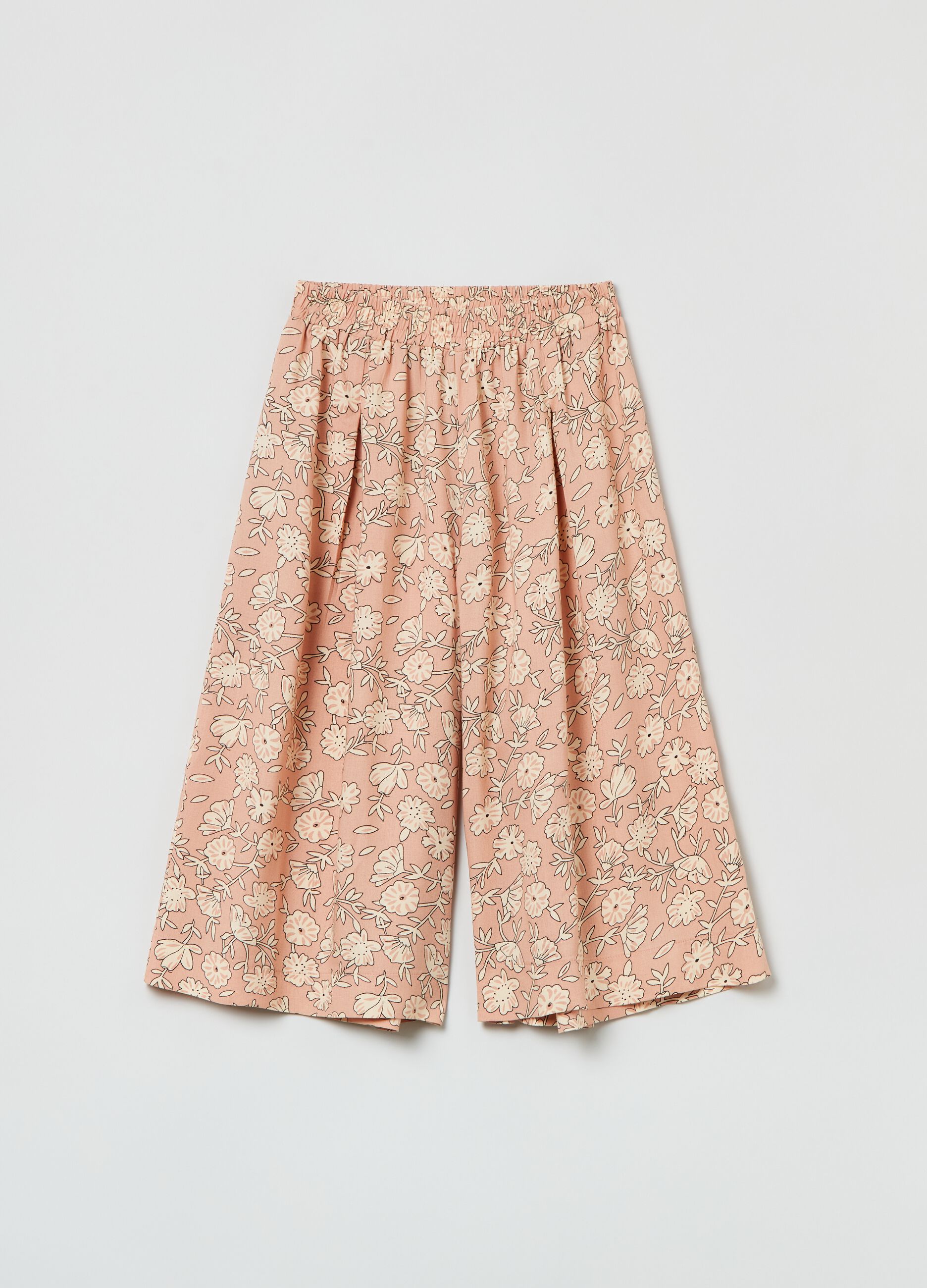 Pantaloni culotte con stampa fiori